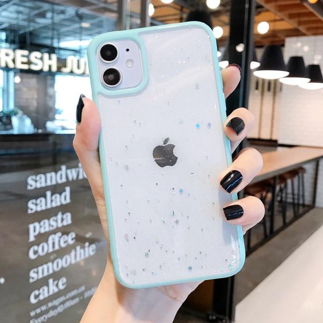 Caseovo Candy Clear Color Glitter Star Case For iPhone - caseovo