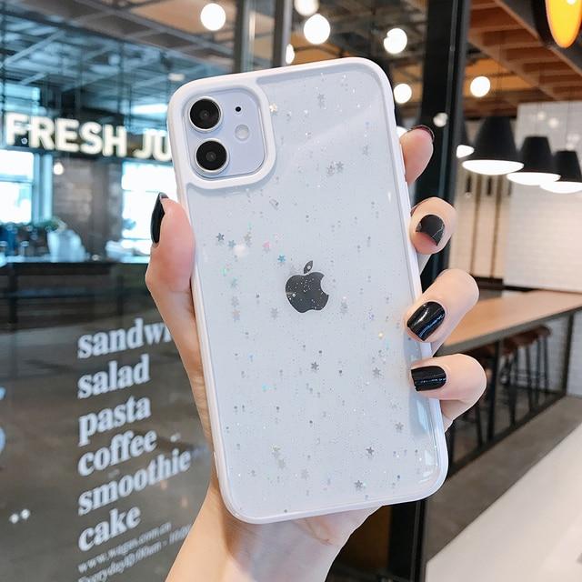 Caseovo Candy Clear Color Glitter Star Case For iPhone - caseovo