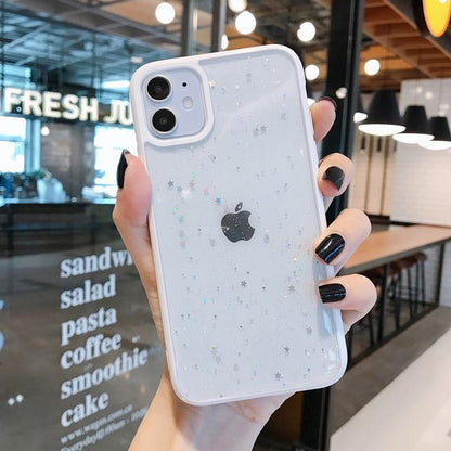 Caseovo Candy Clear Color Glitter Star Case For iPhone - caseovo