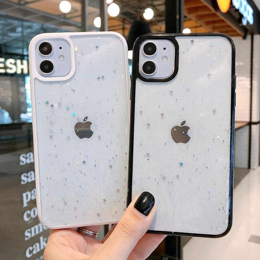 Caseovo Candy Clear Color Glitter Star Case For iPhone - caseovo