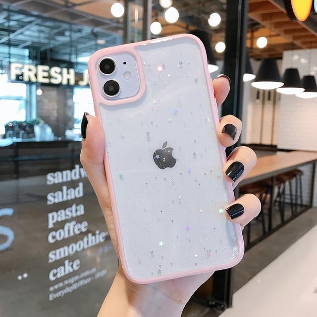 Caseovo Candy Clear Color Glitter Star Case For iPhone - caseovo