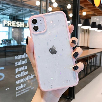 Caseovo Candy Clear Color Glitter Star Case For iPhone - caseovo